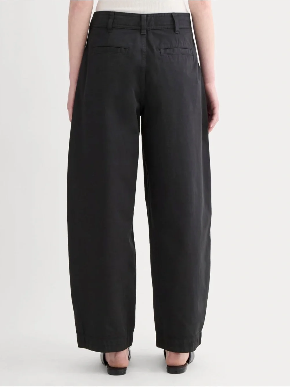 EVERLANE The Everywhere Barrel Cotton Linen Black Pants Trousers